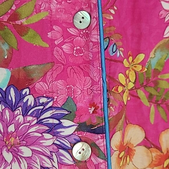 Johnny Was Pink Floral Carly Pj Set. Long Sleeve Button Up Top W/ Pants. Size XS - Picture 6 of 13